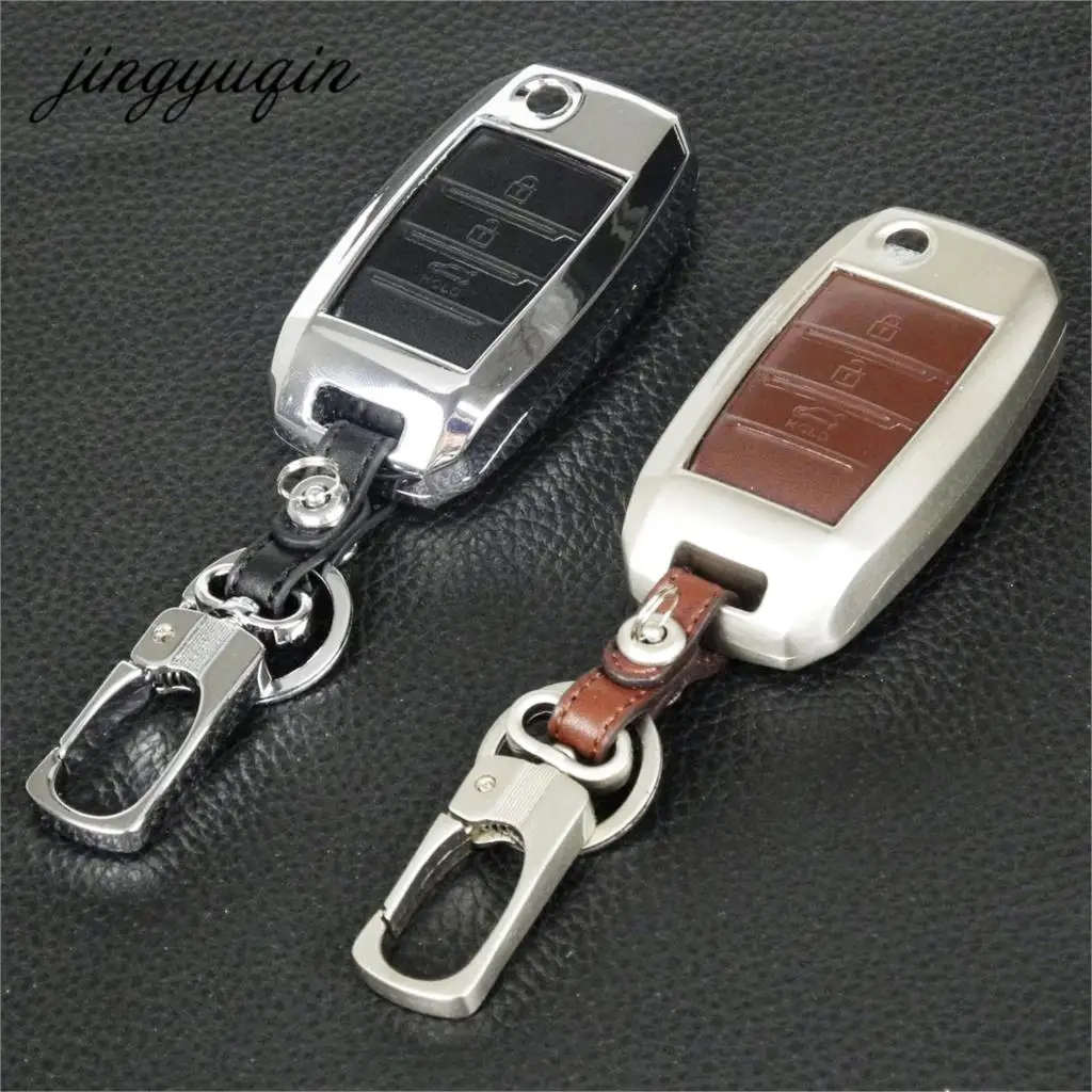 jingyuqin Zinc Alloy Leather Flip Remote Key Case for KIA Carens Cerato