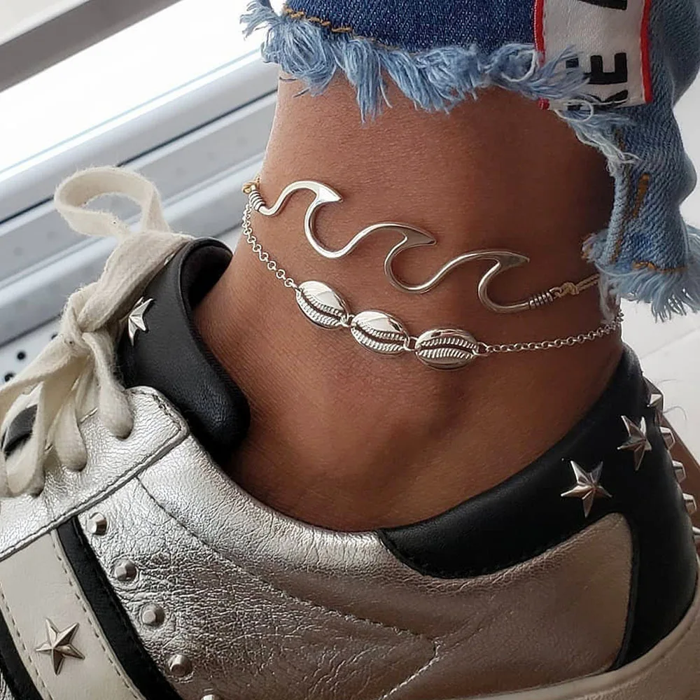 Vintage Handmade Rope Chain Wave Anklet Set 2019 Bohemian Shell Ankle Bracelets For Women Summer Beach Anklet Foot Jewelry Vintage Handmade Rope Chain Wave Anklet Set 2019 Bohemian Shell Ankle Bracelets For Women Summer Beach Anklet Foot Jewelry