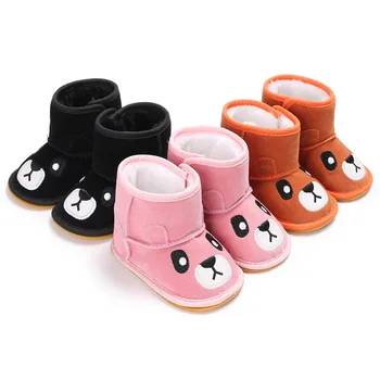 

Winter baby toddler girl boy newborn cute cartoon bear shoes warm snow boots