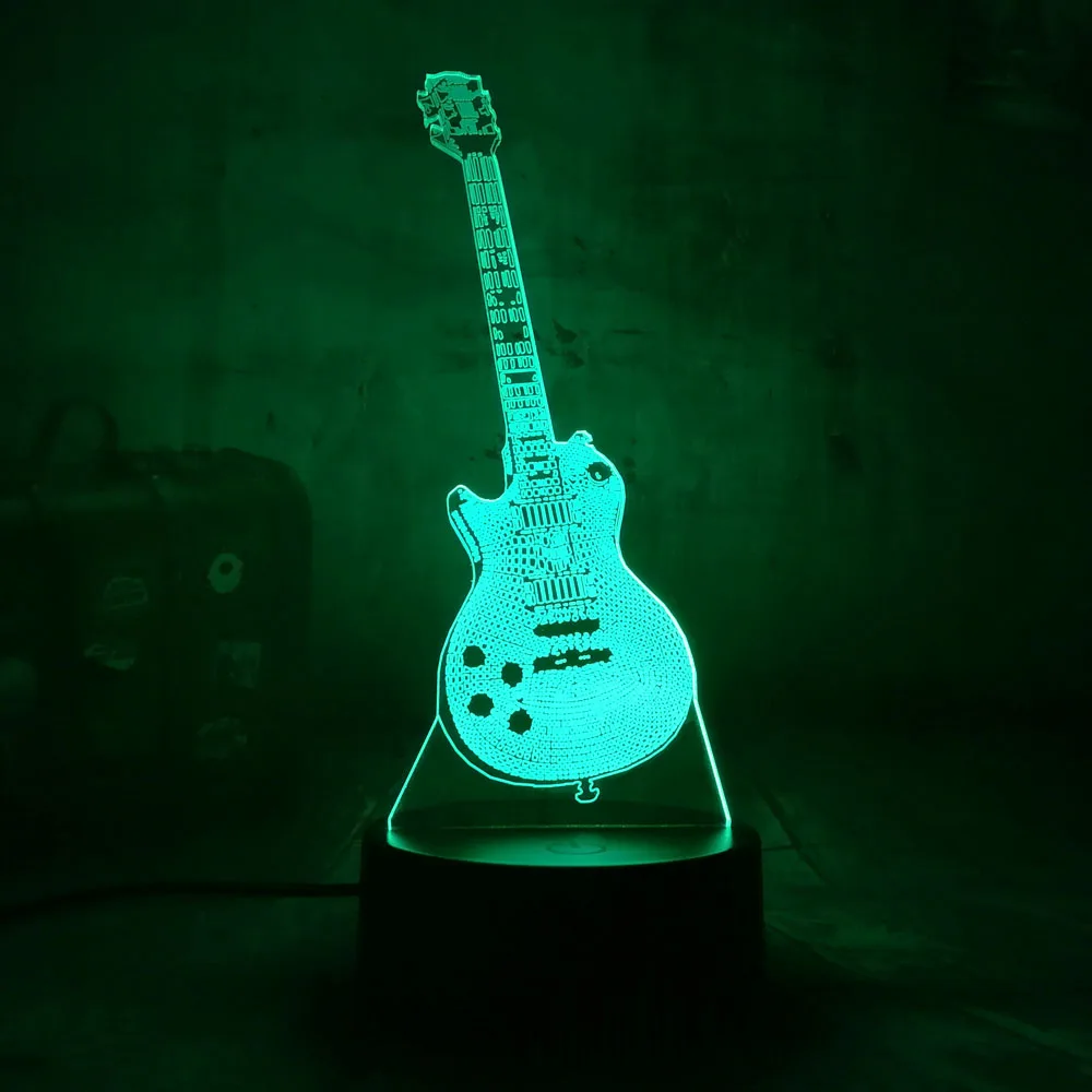 Amroe бас-гитара 3D RGB светодиодный ночник многоцветный креативный 7 цветов Изменение usb настольная лампа детский подарок домашний декор фонарик