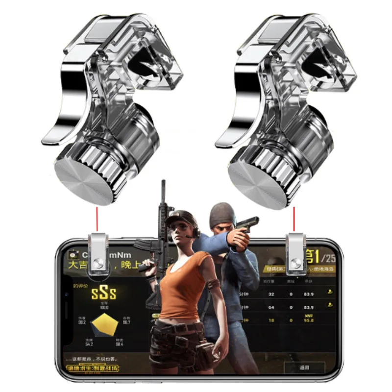 

Metal Mobile L1R1 Shooter Game Controller Smart Phone Mobile Gamepad Gaming Trigger Fire Button Aim Joystick For iPhone #Y8