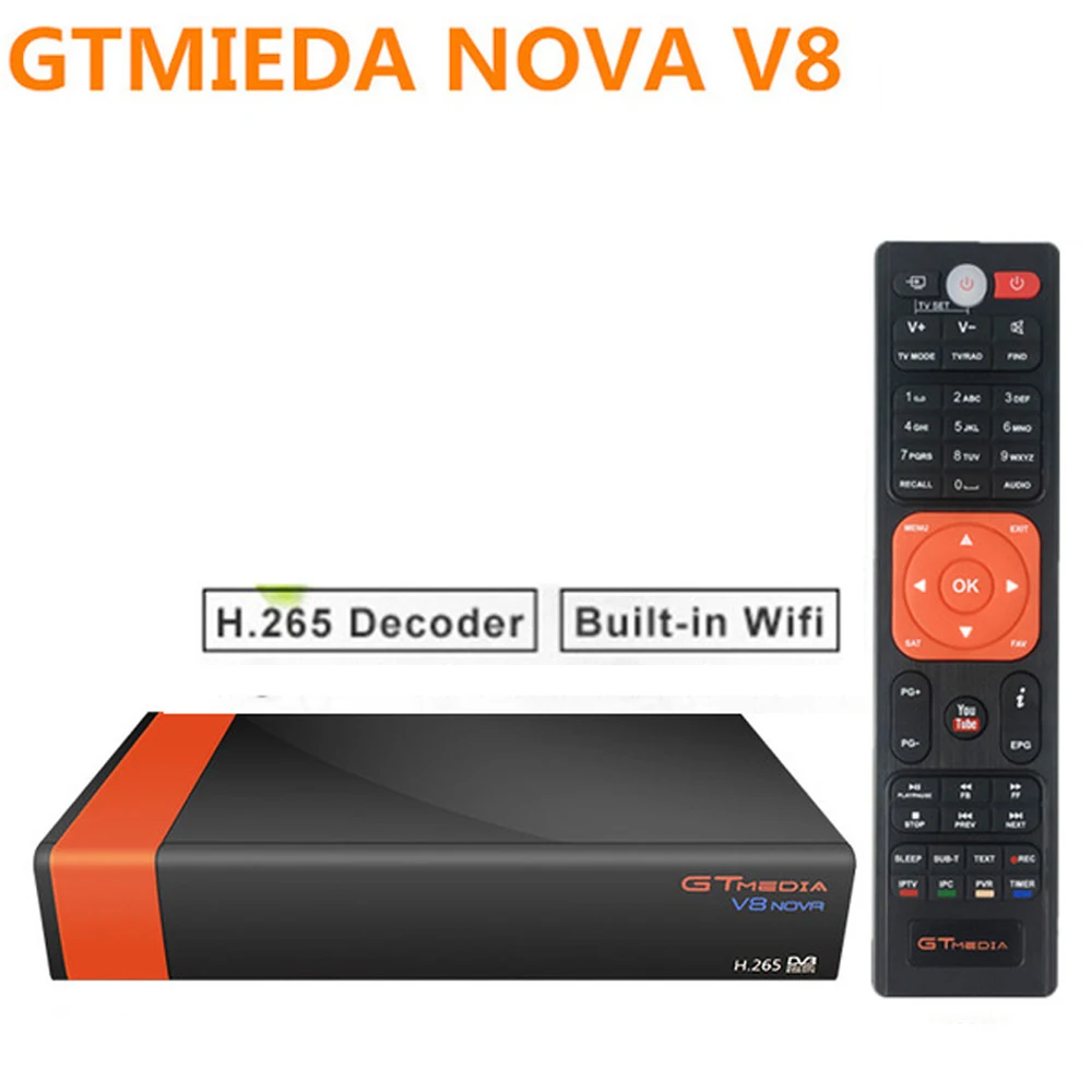 

GT Media V8 Nova DVB-S2 Receptor Freesat Satellite Receiver H.265 built-in WIFI Support PowerVu Biss Key Cline Newcamd Youtube
