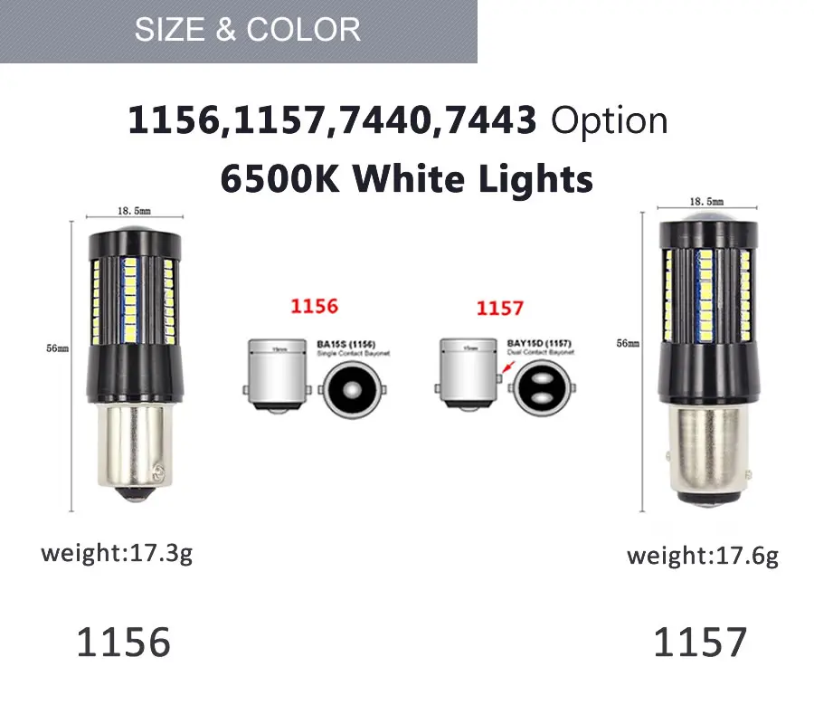 1 шт. 1156 1157 7440 7443 светодиодный Автомобильные фары 66 2016 SMD высокой мощности High end
