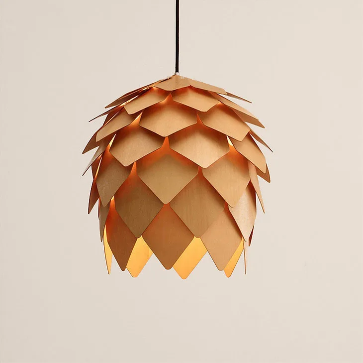 Modern Wood Pinecone Pendant Lights Hanging Art Craft Wooden Artichoke Pendant Lamps Dinning Room Restaurant Retro Fixtures Luminaire DIY Lighting Interior Decor (6)