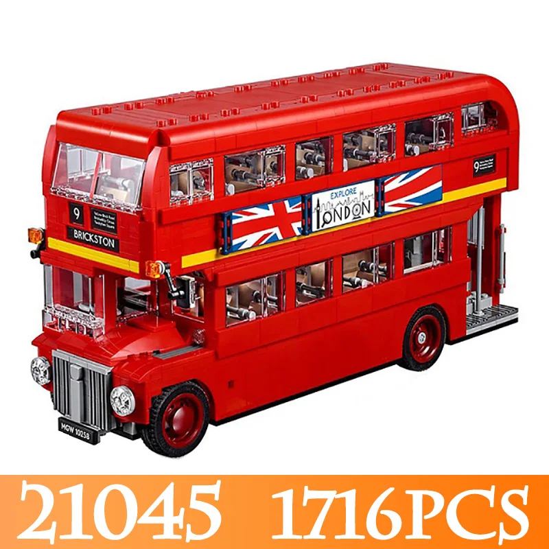

Finger Rock 21045 1716pcs Technic The London Bus Model Building Kits Compitable 21045 LegoINGLYS Bus Block Bricks Toys Gift
