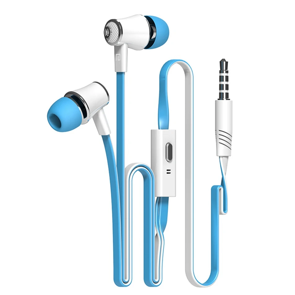 WhaY Stereo Earphone In Ear Flat Wire Headphone Hi-fi Bass music Earbuds with Microphone for iphone 6 5 xiaomi samsung Earphones (12)