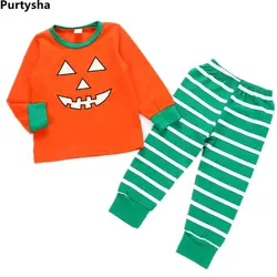 Семейные комплекты для мамы и Одежда для дочки мама и я взрослых детей Хэллоуин Тыква пижамный комплект Детские боди