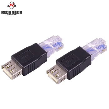 

50pcs USB AF to RJ45 adapters USB A female jack to RJ45 internet connectors RJ45 internet wire terminal