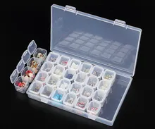 Professional Clear Plastic 28 Slots Rhinestone Nail Art Tools Decoration Jewelry Beads Display Storage Box Case Organizer Holder