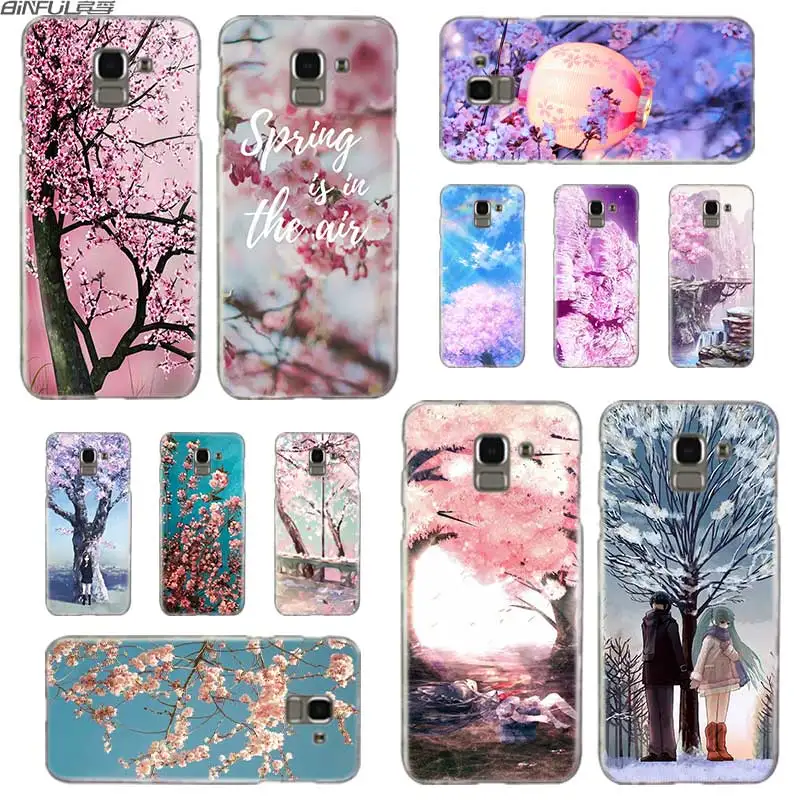 

BINFUL Transparent hard case for Samsung J3 J4 J5 J6 J7 J8 2015 2016 2017 EU 2018 Prime Max Japanese cherry blossom