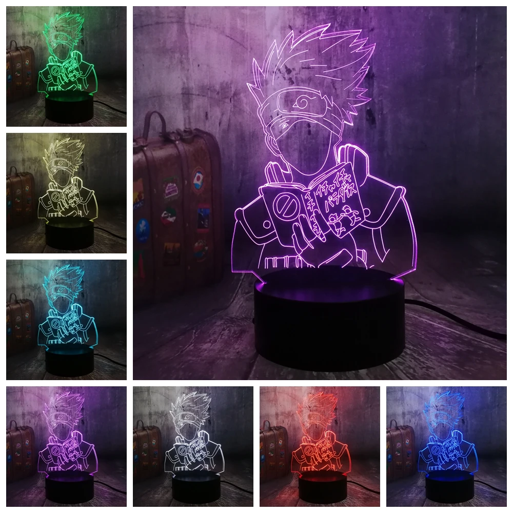 Naruto Anime Hatake Kakashi Uzumaki 3D LED Night Light USB Table Sleep Lamp Home Decor Child Boy Kid Toys Holiday Christmas Gift