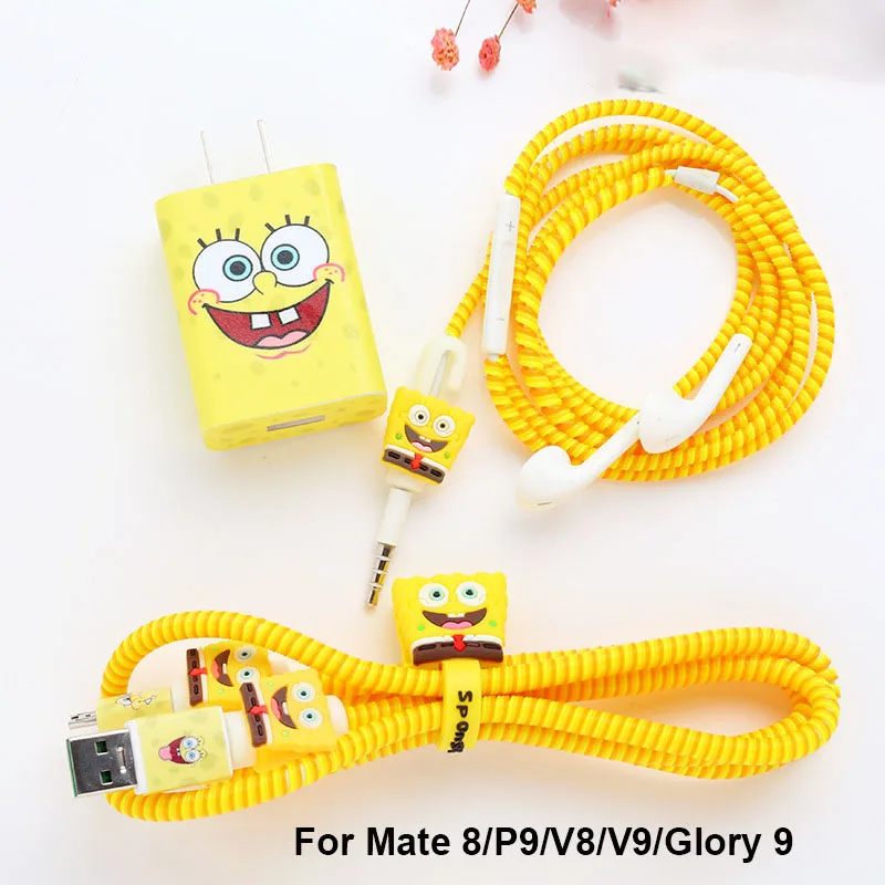Наушники сумка чехол кабель протектор USB зарядное устройство стикер спиральный кабель Защита для huawei Nova 4/3/3i/3e/P9/mate 8/Glory V8/V9 - Цвет: for Huawei no case