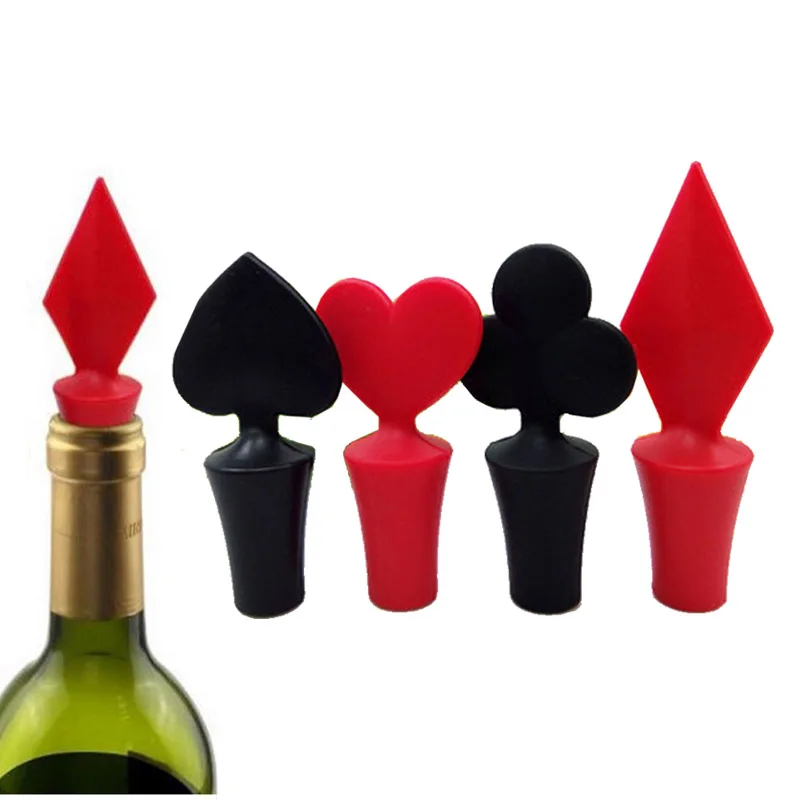 1Pc-Poker-Bottle-Plugs-Wine-Stoppers-Silicone-Vacuum-Sealed-Champagne-Heart-Shape-sealer-Kitchen-sauce-oil