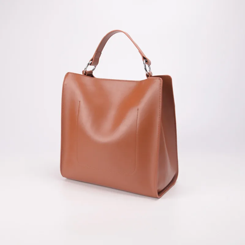 

High-capacity 2019 Genuine Leather Handbag Bucket Women Cowhide Handbags Messenger Bags Lady Brown Composite Bag