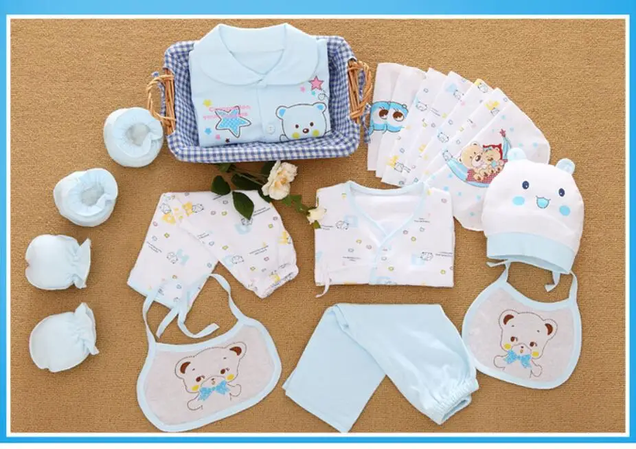 Осень-зима, комплект одежды для новорожденных, подарок, хлопок, Одежда для младенцев, 18 шт., детский Подарочный комплект с полной луной HB1016