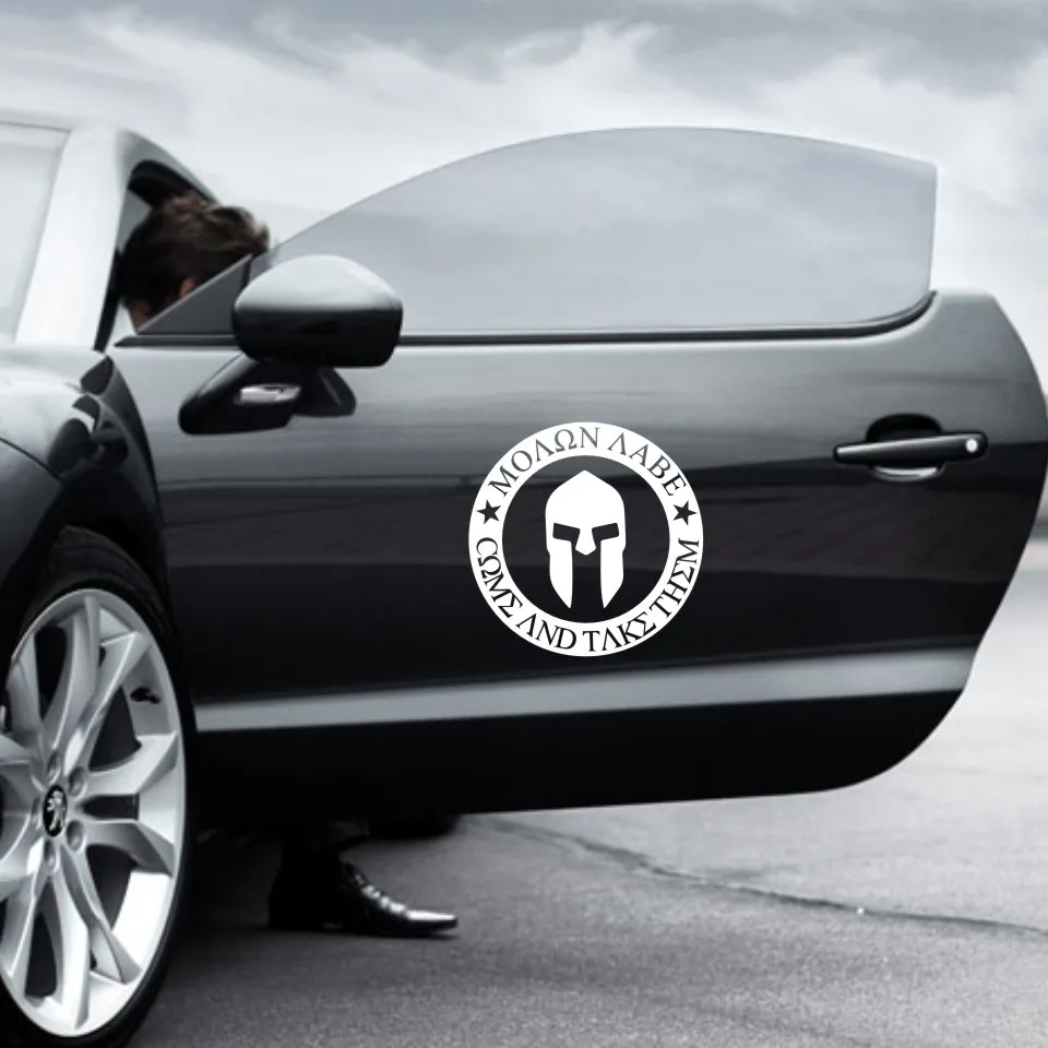 10CMX10CM Molon Labe Spartan Helmet Car Bumper Stickers and Decals Car Styling Decoration Door Body Window Vinyl Stickers (6)