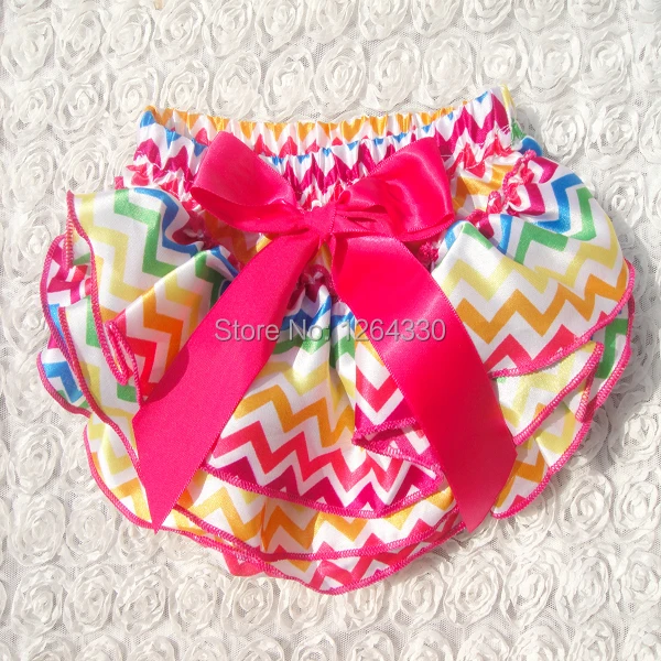 summer Fashion satin baby bloomers diaper cover ruffle rainbow baby