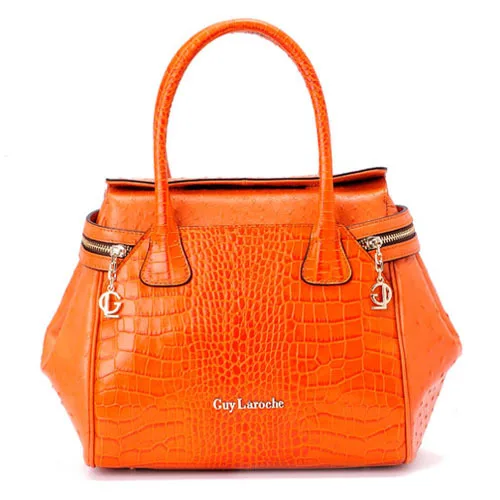 Guy Laroche Orange Cowhide Crocodile Pattern Ostrich Guy Laroche Orange Cowhide Crocodile Pattern Ostrich Grain Women S Handbag