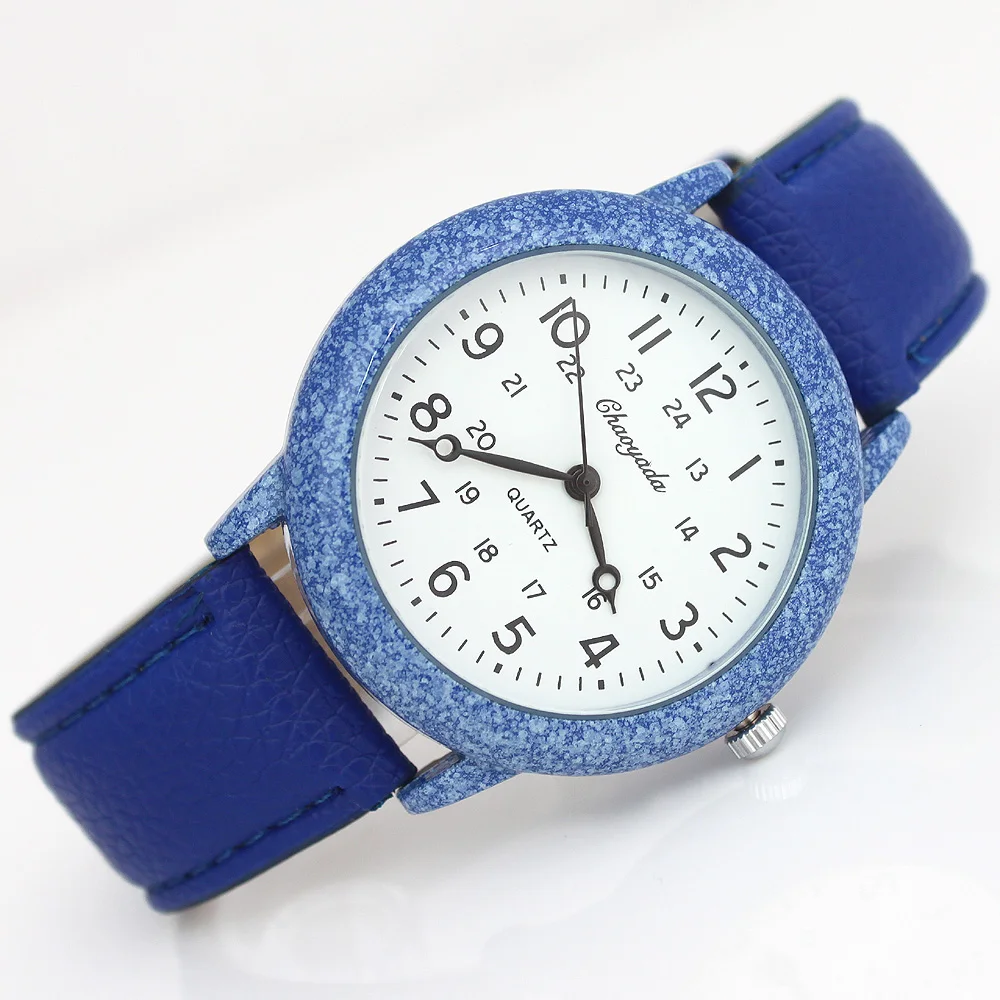 

Top Quality Fashion Simulated-stones Case Leather Bracelet Round Number Dial Lady Woman Quartz Wrist Watch U67 Luxury Clock