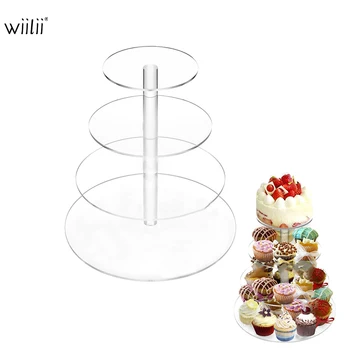 

WIILII 4 Layer Transparent Acrylic Cupcake Stand Party Cake Stand Dessert Snack Rack Display Tower Wedding Party Decoration Tool