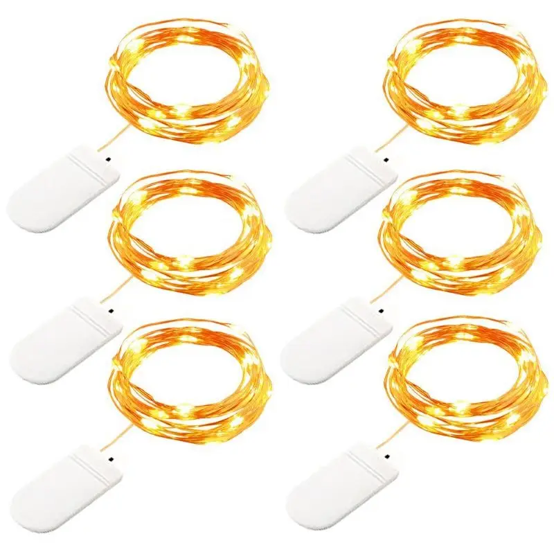 

5M 2M 1M LED Copper Wire String Lights CR2032 Button Battery Operated LED String Light for Xmas Wedding Decoration