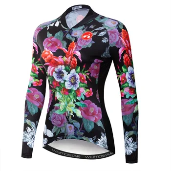 

Weimostar Polyester Women Cycling Jersey Long Sleeve Autumn Mountain Bicycle Clothing Flowers Printing MTB Bike Jersey Jacket