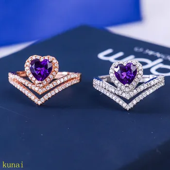 

KJJEAXCMY fine jewelry 925 silver amethyst ring jewelry 2 color optional.