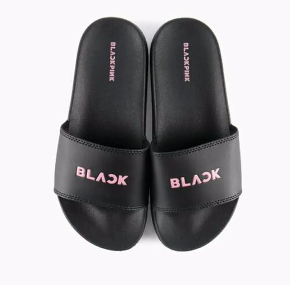 

NEW KPOP Korean black powder combination slippers BLACKPINK IN YOUR AREA SLIPPER summer printed sandals