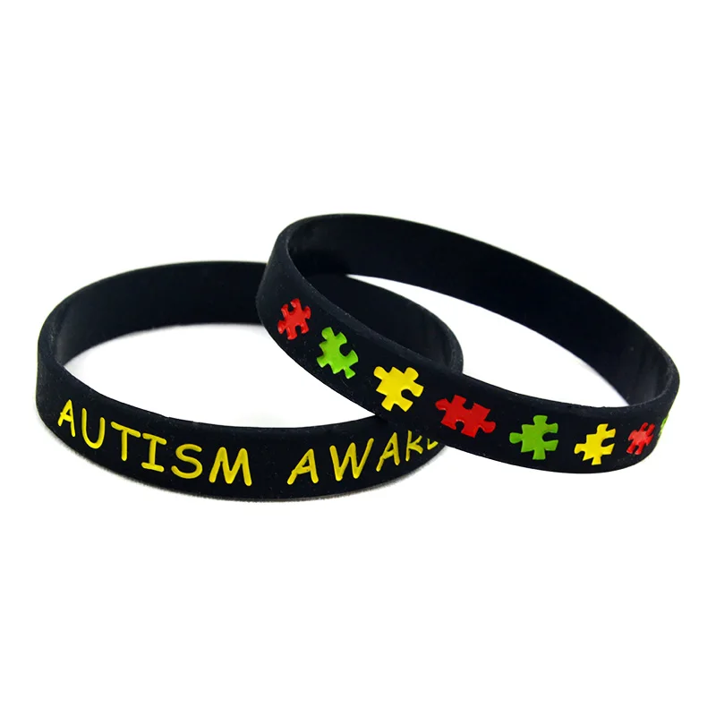 

Hot Sell 1PC Autism Awareness Silicone Wristband Ink-Filled Colour Bracelet A Great Way To Show Your Support