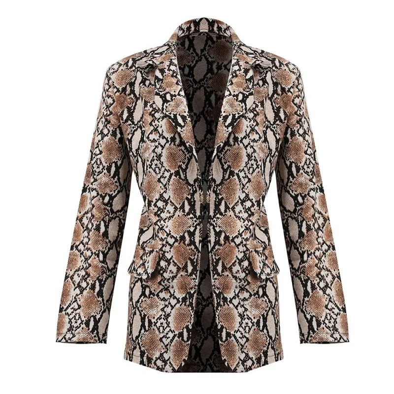 Women Blazer Snake Print Long Sleeve Suit Coat BikerJacket Outwear Tops Women's Snake Print Blazer women's suit top women