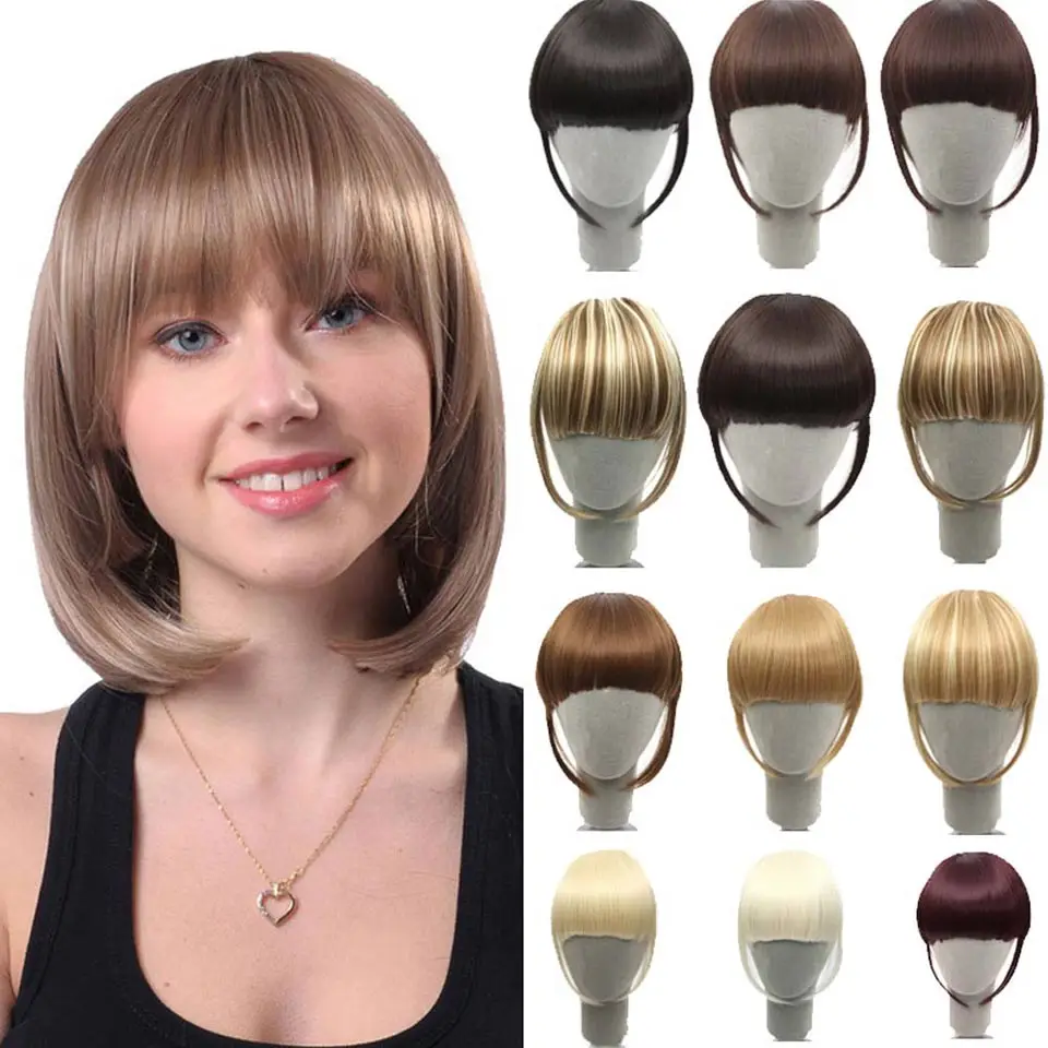 AOSI WIG Clip-In Bang Extension Blonde Hairpiece Bangs fringe Clip in Hair Extensions One Piece Straight Hairpiece Accessories