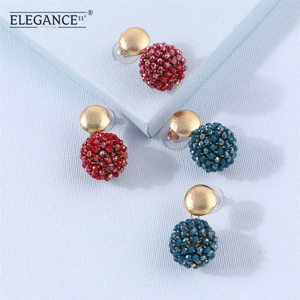 Женские серьги-гвоздики с кристаллами ELEGANCE11 винтажные золотистые серьги кроше