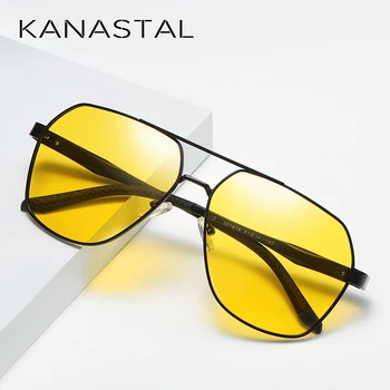 

2019 Yellow Lens Night Vision Sunglasses Men Anti Glare Driving Glasses Women Square Pilot Style Shade UV400
