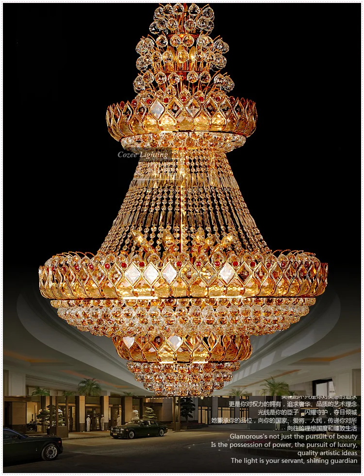 Free Shipping Traditional Big Gold Hotel Lobby Crystal Chandeliers Hanging Lights Lamps Lighting Fixtures Model PL N037 52 In From Free Shipping Traditional Big Gold Hotel Lobby Crystal Chandeliers Hanging Lights Lamps Lighting Fixtures Model PL N037 52 In From