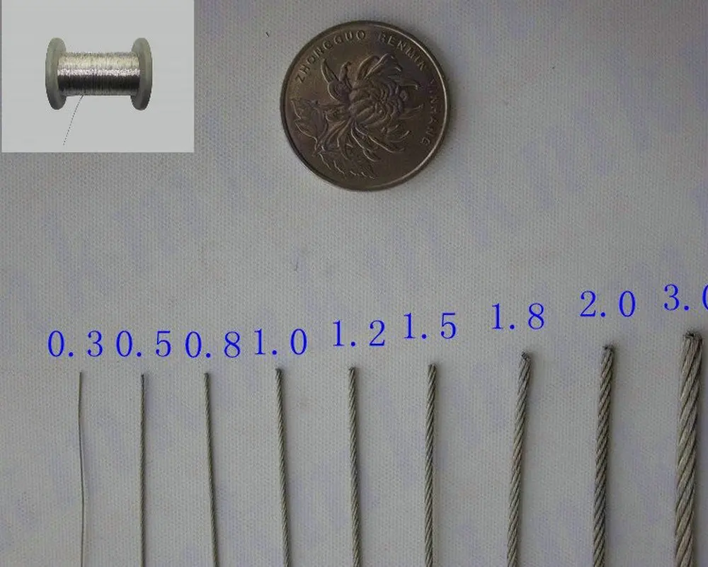 

100M/Roll AISI 316 Stainless Steel Wire Rope 7X7 Structure 2.0 MM Diameter Cable