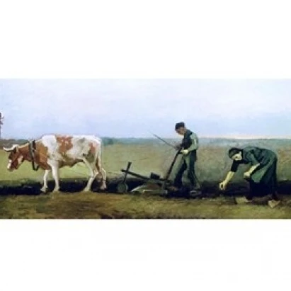 Labourer and Peasant Planting Potatoes  1884 Poster Print by Vincent Van Gogh (24 x 18)