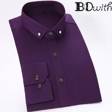 Purple Men Shirt Cotton Long Sleeved Shirt Slim Fit Male Social Business Dress Work Men Business Shirts Formal 4XL
