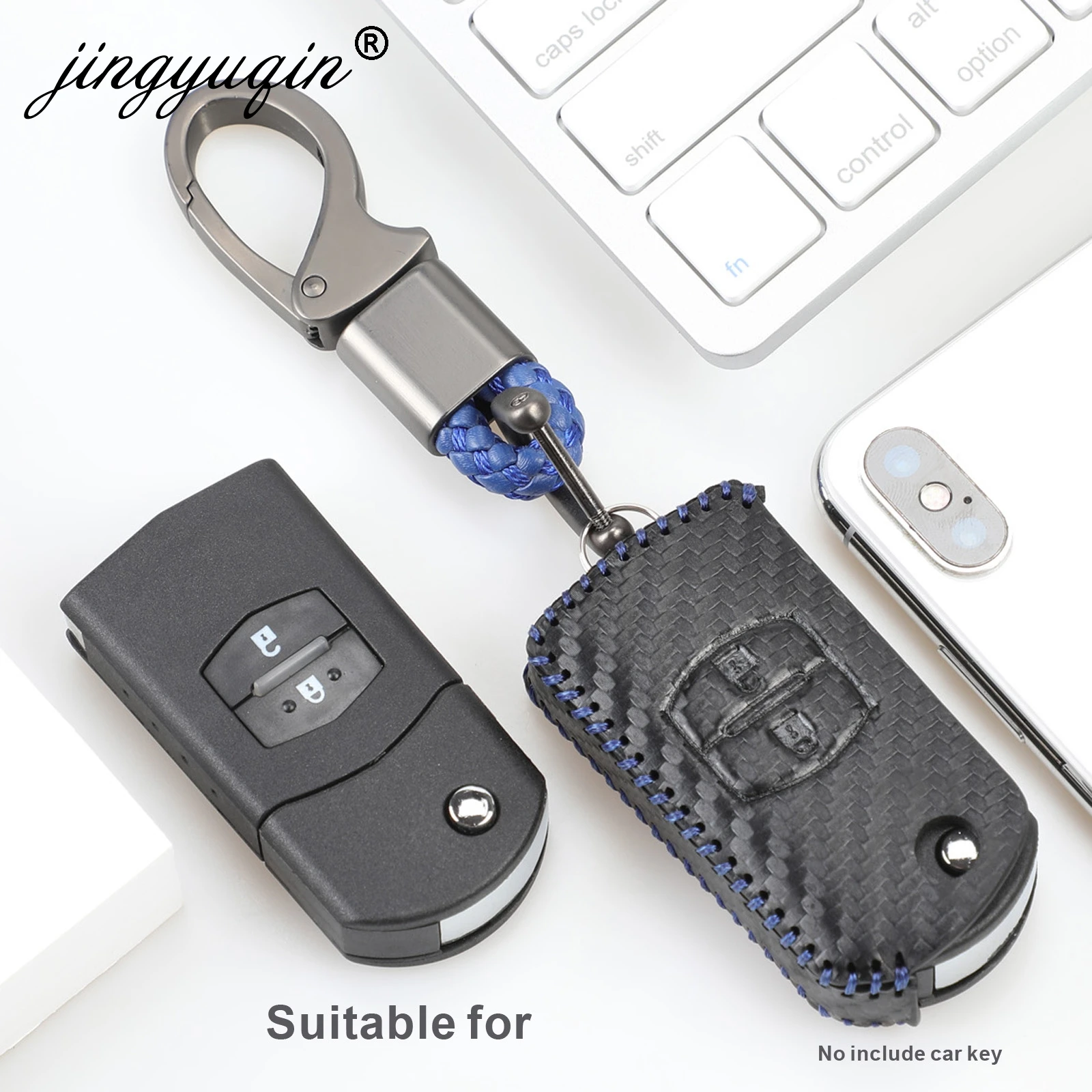 

2 buttons Carbon leather Car Remote Flip Key Case Cover For Mazda 3 2 6 M2 M3 M5 M6 CX-5 CX-7 CX-9 RX-8 MX5