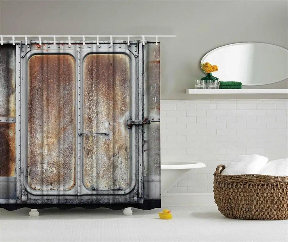 3D новые винтажные деревянные занавески для ванной, водонепроницаемые полиэфирные деревянные занавески для ванной+ Крючки, американский стиль - Цвет: 24