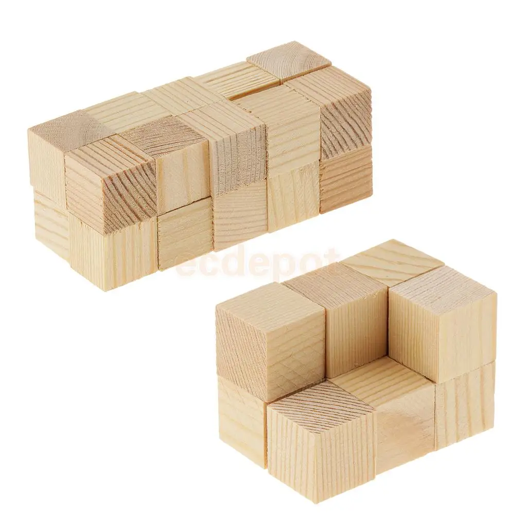 MagiDeal 30 Pieces Blank Natural Unfinished Wood Cube Blocks Wooden Pieces for Model Making Wood Craft Woodworking 15mm 20mm