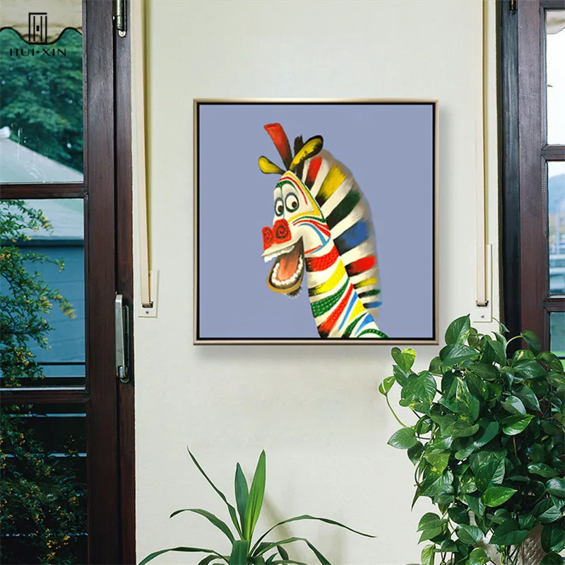 Animation comic unique creative  Intense Colors Animal combination canvas printing poster for children's home wall decor