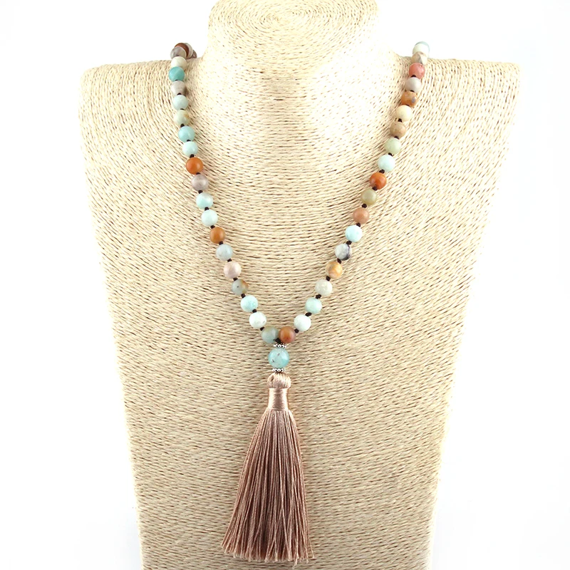 Artisan Jewelry Fashion knotted long Halsband ite Stones Women Beaded Designer Tassel Necklaces