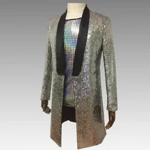 Европейская и американская плотность блестки с длинным разрезом Мужской певица костюм платье мужской индивидуальный повседневный костюм