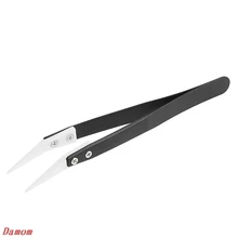 Керамический пинцет с ручкой из нержавеющей стали изогнутый направленный Пинцет черный