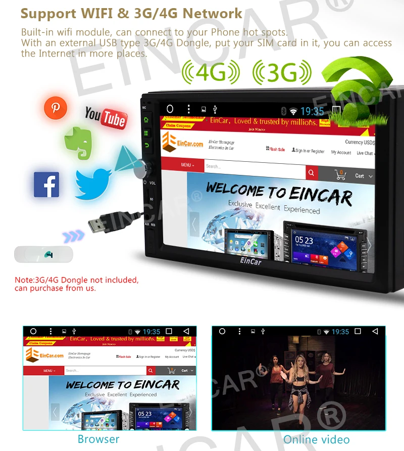Cheap Android 6.0 Car Stereo Android 6.0 Head Unit Double 2Din Capacitive Screen Car Player In dash FM/AM/RDS Radio GPS Navigator Wifi 5