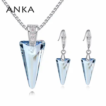 

ANKA brand top quality crystal triangle spike pendant necklaces piercing earrings for women wedding jewelry sets #124794