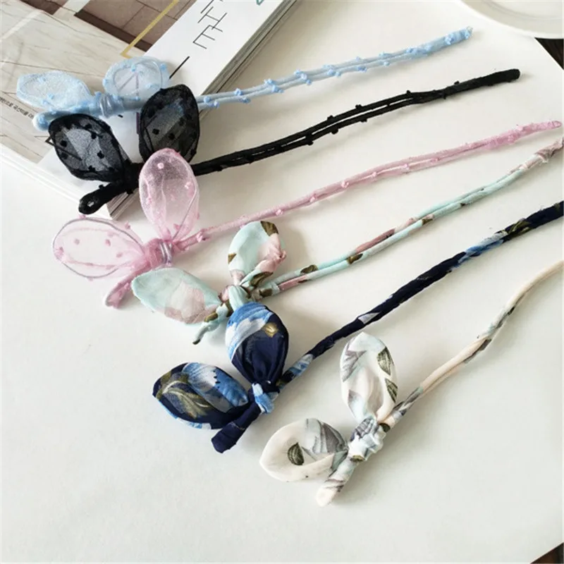 

Floral Rabbit ears Bow tie bud Meatball Head Ponytail Hair Accessories Cute Girl Women Headwear Magic Hair Styling