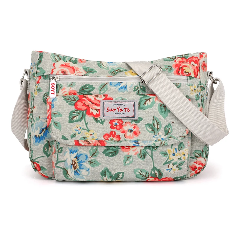 

High Quality Waterproof Light Nylon Shoulder Bag Casual Floral Pattern Women Crossbody Bag Female Flap Messenger Bag Handbag