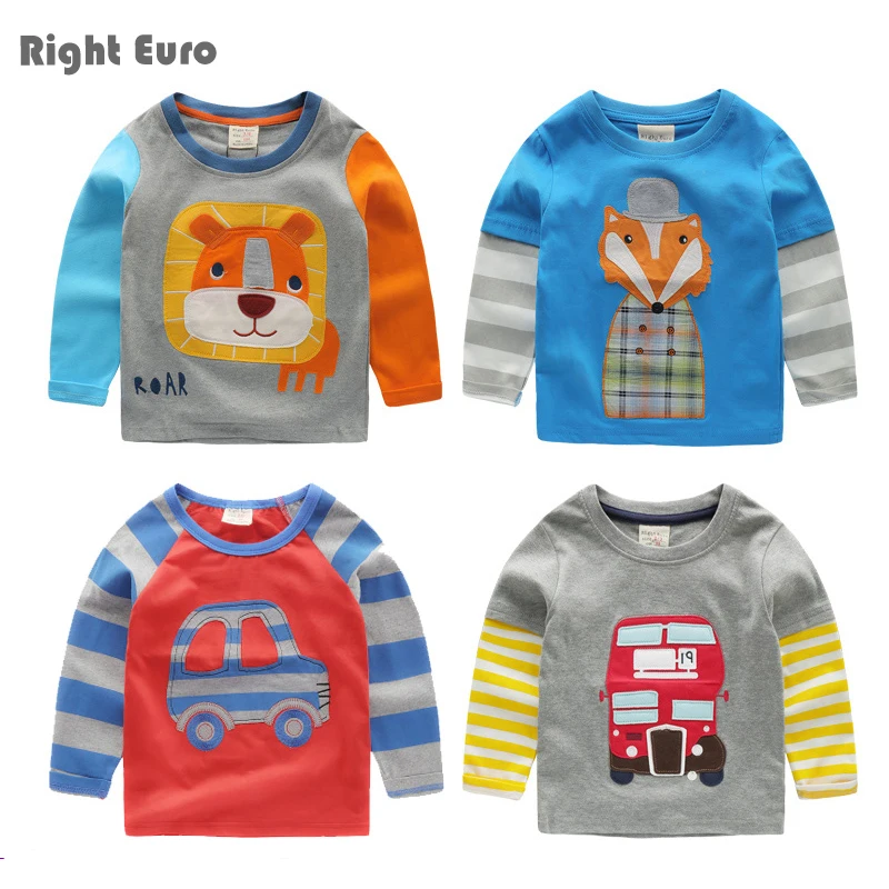 2017 Spring Baby Boy Embroidered long sleeve T shirt Pure Cotton Kids