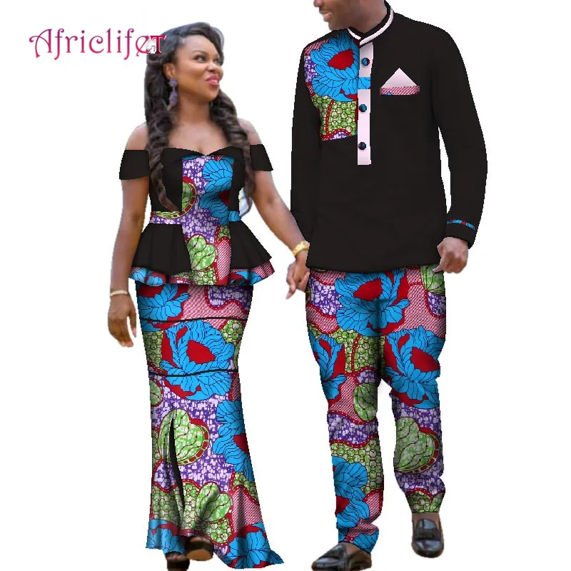 Низкая цена, африканская одежда для мужчин и женщин, Африканский Базен Riche, модный дизайн, одежда для пар, африканская одежда, костюмы размера плюс - Цвет: 9